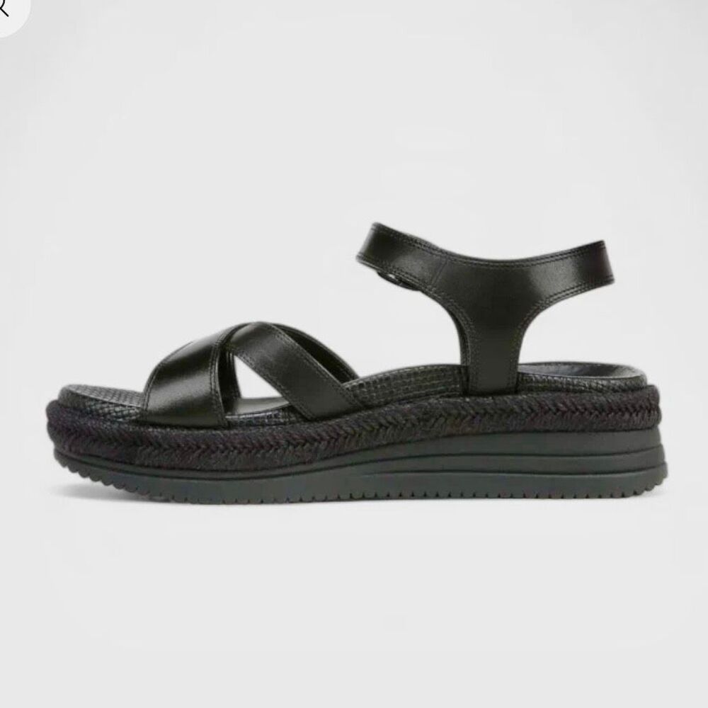 Vionic Mar Platform Lightweight Leather Sandal Size 9 NWOB Black - Picture 2 of 7